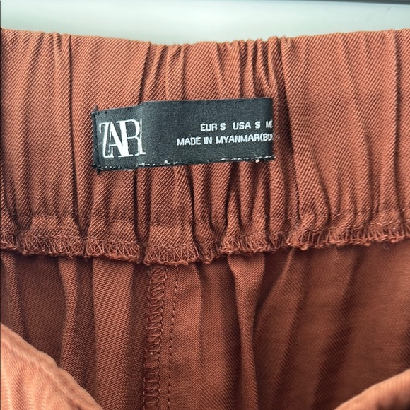 Zara Brown Wrap Front Trousers Pants Business Casual Size S EUC - Picture 3 of 11